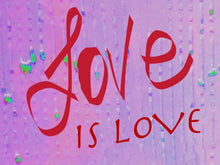 Load image into Gallery viewer, This love art piece provides messages for harmony, connections, gratitude, and joy. Red & pink art highlights happiness.