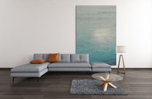 Load image into Gallery viewer, Nature abstract art with photos taken in Sausalito, California, and Sweden, with symbols &amp; stories for a better future in a room with a sofa.
