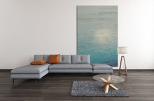 Load image into Gallery viewer, Nature abstract art with photos taken in Sausalito, California, and Sweden, with symbols & stories for a better future in a room with a sofa.