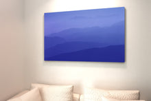 Load image into Gallery viewer, Views in nature share messages of joy from beauty to being in the mystery. This blue and purple artwork is gorgeous in metal, acrylic & canvas.