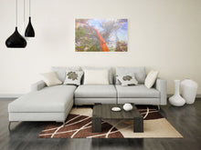Load image into Gallery viewer, Nature art abstract photography highlight trees in the forest with messages of connection and community from this landscape artwork in a living room.