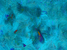Load image into Gallery viewer, Lighter blue abstract art piece has portions of spirals, circles, and textures highlighting relaxation and positivity.