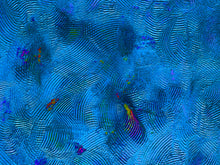 Load image into Gallery viewer, Majestic blue abstract art piece has portions of spirals, circles, and textures highlighting relaxation and positivity.