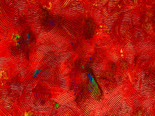 Load image into Gallery viewer, Orange abstract art piece has portions of spirals, circles, and textures highlighting relaxation and positivity.