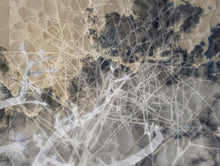 Load image into Gallery viewer, Nature abstract artwork stunningly shows trees branching to the sky connecting in this profound and peaceful art with colors of lighter browns, versions of grey, and touches of black.