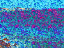 Load image into Gallery viewer, We Are One is an abstract landscape artwork combined with the ocean and trees, including vibrant blues and other colors.