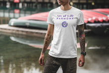 Load image into Gallery viewer, Soft, lightweight, and the right stretch, this vibrant t-shirt for women & men transmits harmony messages for lifestyle & wellness.