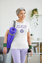 Load image into Gallery viewer, Soft, lightweight, and the right stretch, this vibrant t-shirt for women & men transmits harmony messages for lifestyle & wellness.