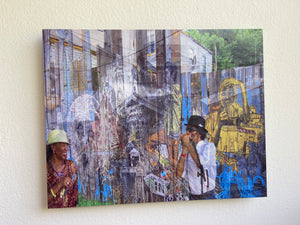 This New Orleans art piece shows some challenges and resilience such as jazz on a wall.