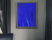 Load image into Gallery viewer, The blue abstract art piece is structured to transmit energy &amp; harmony. This vibrant art is full of fascination to experience featured in a polished room.