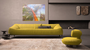Nature art abstract photography highlight trees within a forest landscape wall art in a European living room.