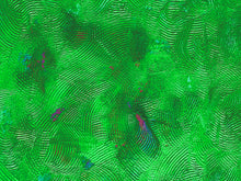 Load image into Gallery viewer, Green abstract art piece has portions of spirals, circles, and textures highlighting relaxation and positivity.