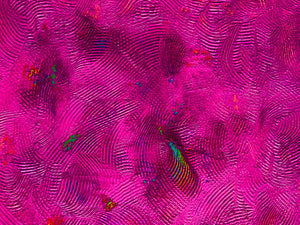 Pink abstract art piece has portions of spirals, circles, and textures highlighting relaxation and positivity.