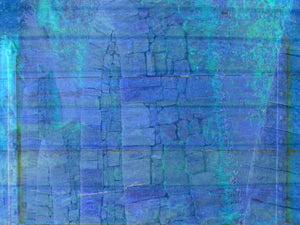 Abstract art has symbols of stones, doors & waves for transformation. Blue art supports serenity, intuition, energy & harmony.