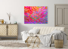 Load image into Gallery viewer, Abstract art Eternal Explorations has vibrant colors to attract internal insights for harmony. The wall art blends in a delightful living room.