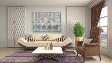 Load image into Gallery viewer, This Venice Italy art piece shows the architecture, history, and fascination in a luxurious living room with a sofa and chair.
