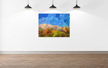 Load image into Gallery viewer, This art photography piece in nature and the landscape combines mountains, flowers, and textured abstract art in California with enhanced beauty in a gallery.