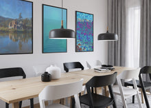 Load image into Gallery viewer, The nature art photography with unique artistry provides harmonious messages of few nature art pieces on a wall with other art pieces, a table, and chairs.